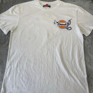 Vintage Gulf Oil Logo GOAT Size Medium T-Shirt White 100% Cotton